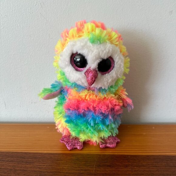 Ty Beanie Boo Owen The Owl Neon - Picture 1 of 3